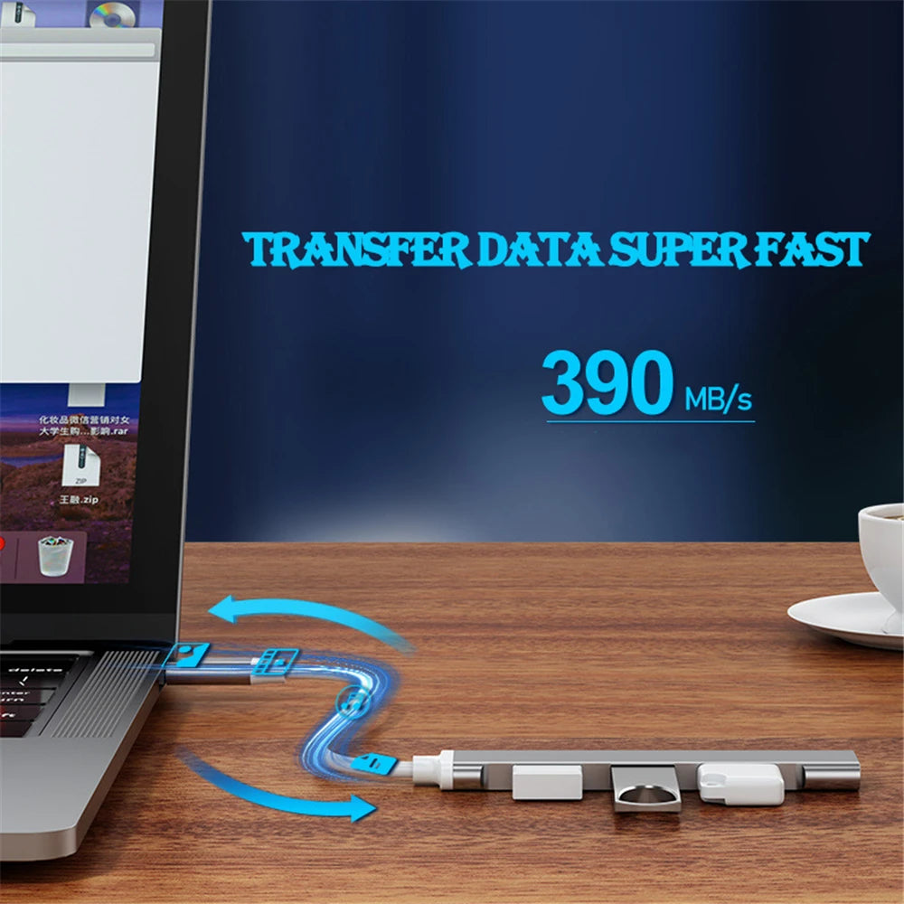USB 3.0 Hub 4 Portar - Ultra High Speed Type-C Splitter 5Gbps - Universal Multi-Port för PC, Dator, Laptop & MacBook.