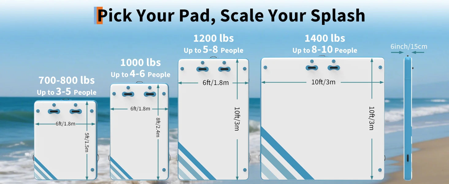 Uppblåsbar Flytande Plattform – Halkfri Badplattform med Stege & Väska för Sjö, Pool & Strand