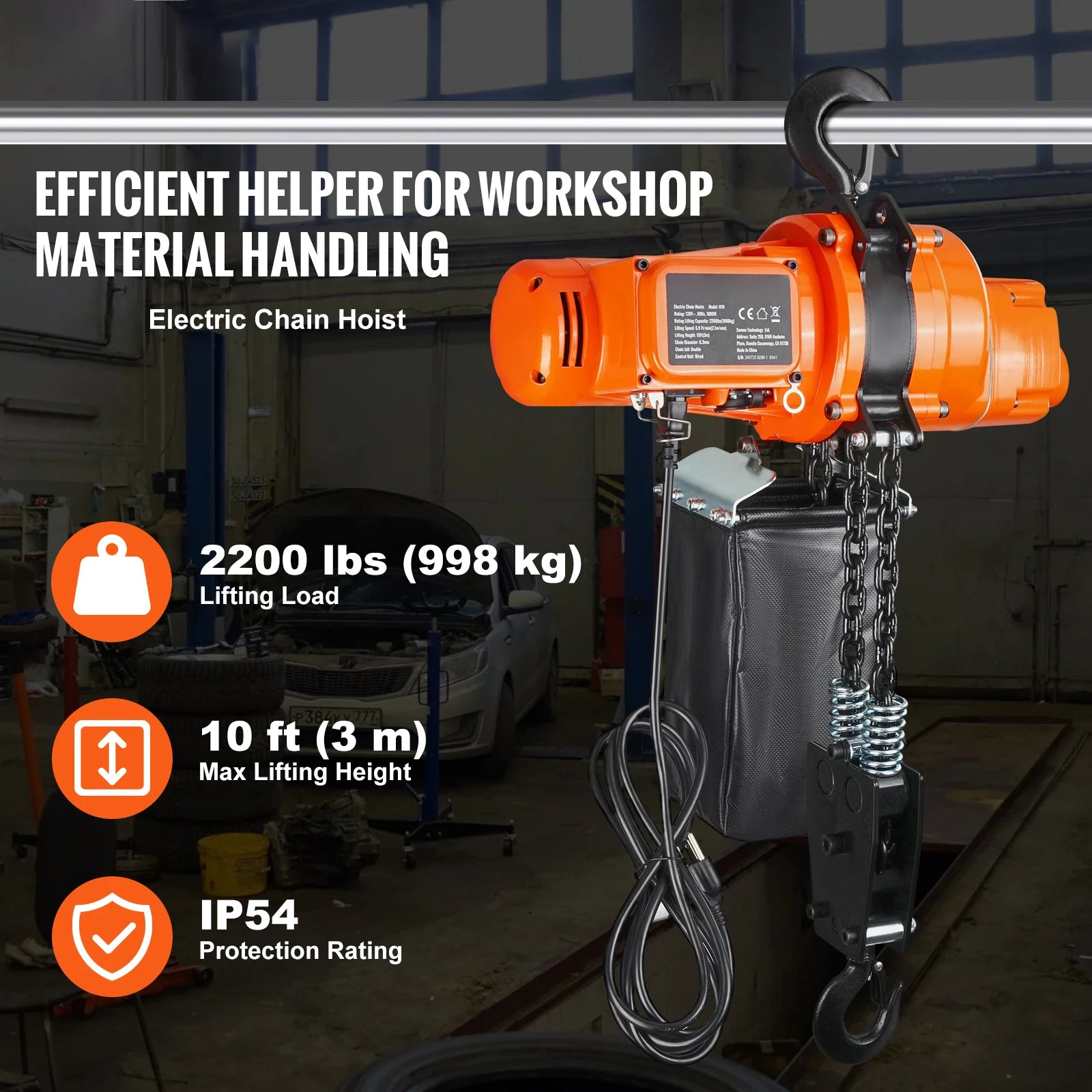 Elektrisk Kedjetalja 1000 kg - Professionell Lyftanordning med Fjärrkontroll