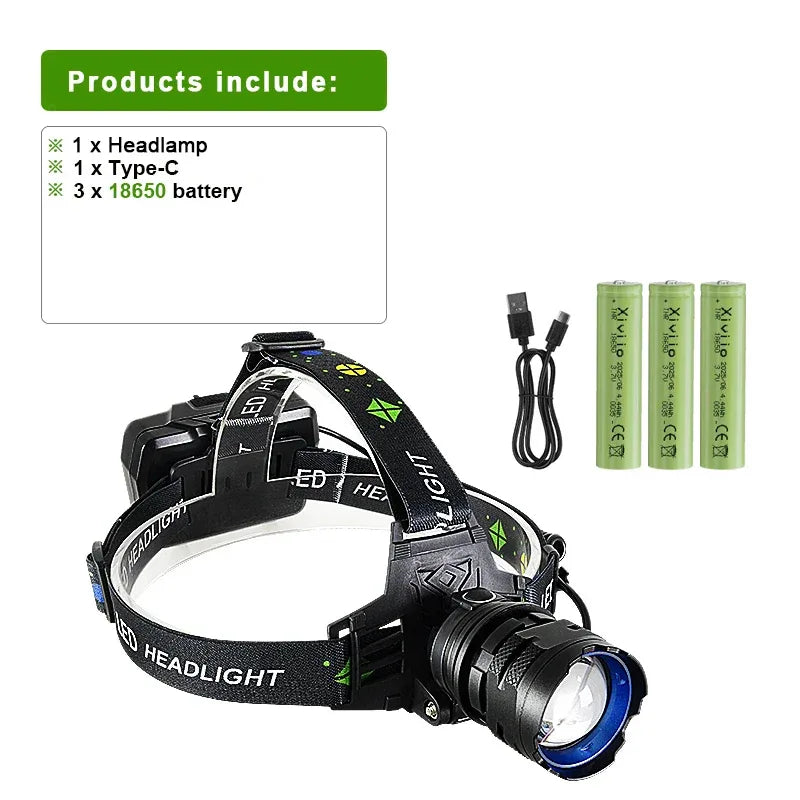 Kraftfull LED Pannlampa 800W - USB Laddningsbar Vattentät Arbetslampa. Med batteri