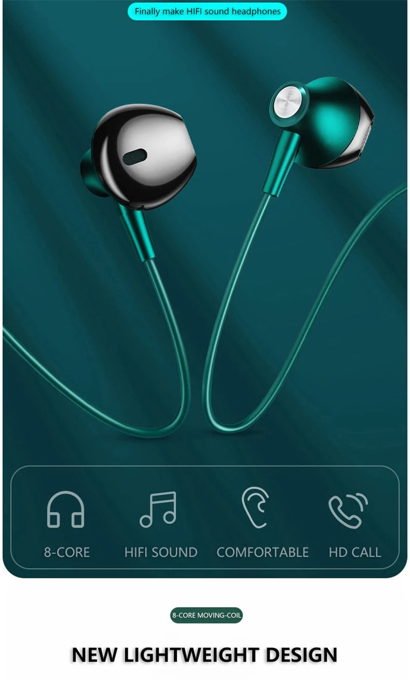 Type-C/3.5mm Kabelanslutna Hörlurar - Dubbel Bass In-Ear med Mikrofon & Karaoke