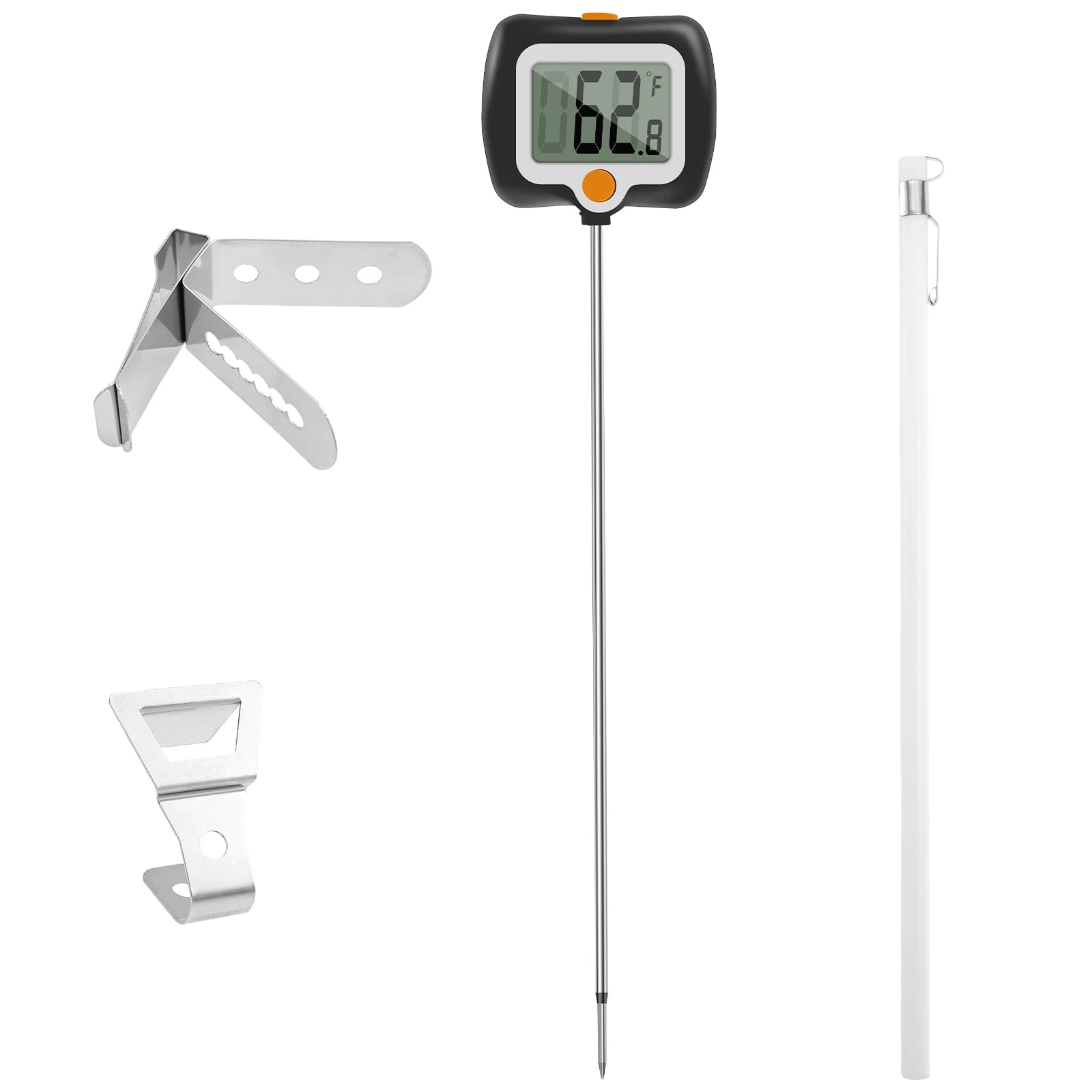 Digital Candy Thermometer with Pot Clip Kitchen Thermometer for Cooking, Baking, and Candy Making Stainless Steel Probe