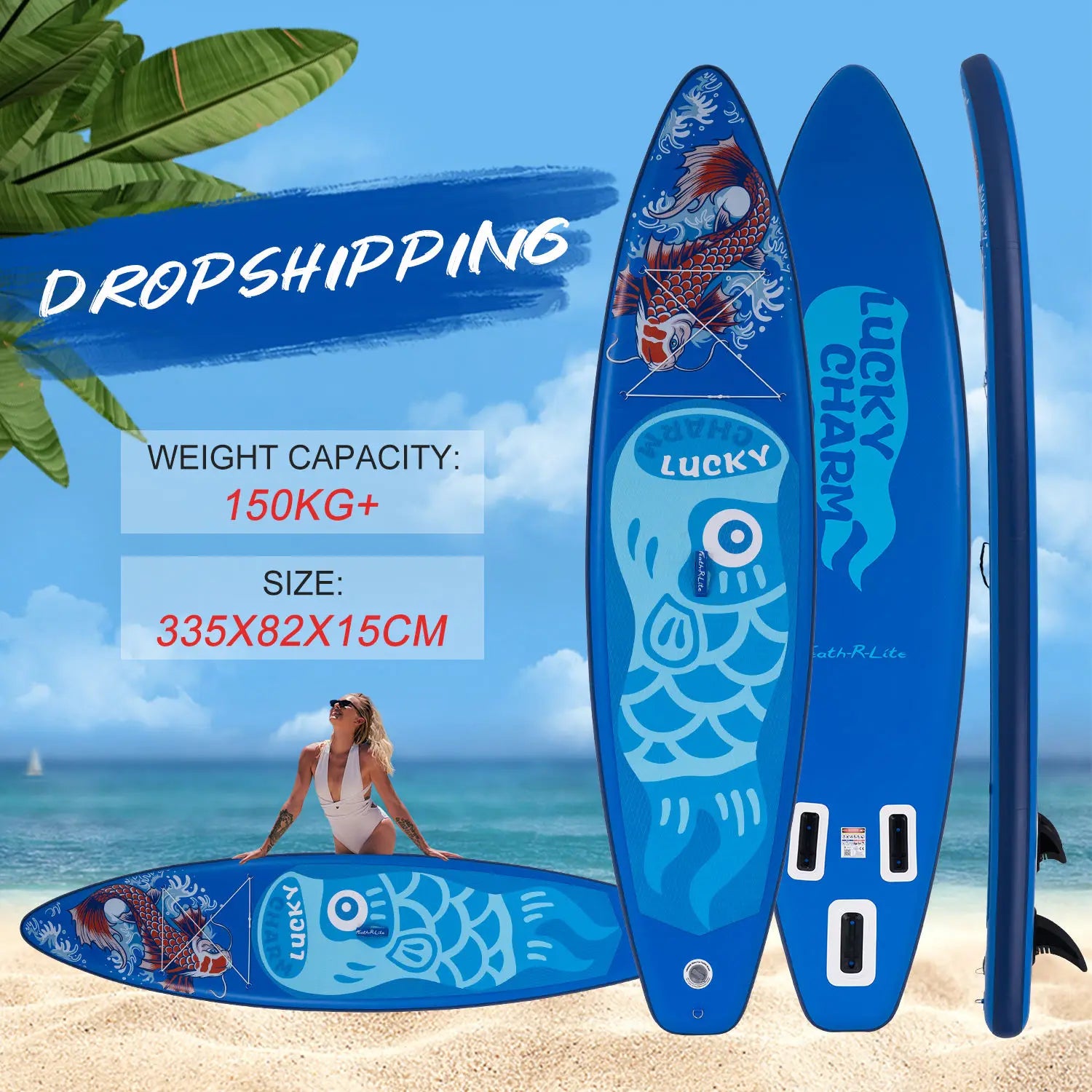 Uppblåsbar SUP-bräda 335cm - Komplett Set med Paddel, Pump & Tillbehör