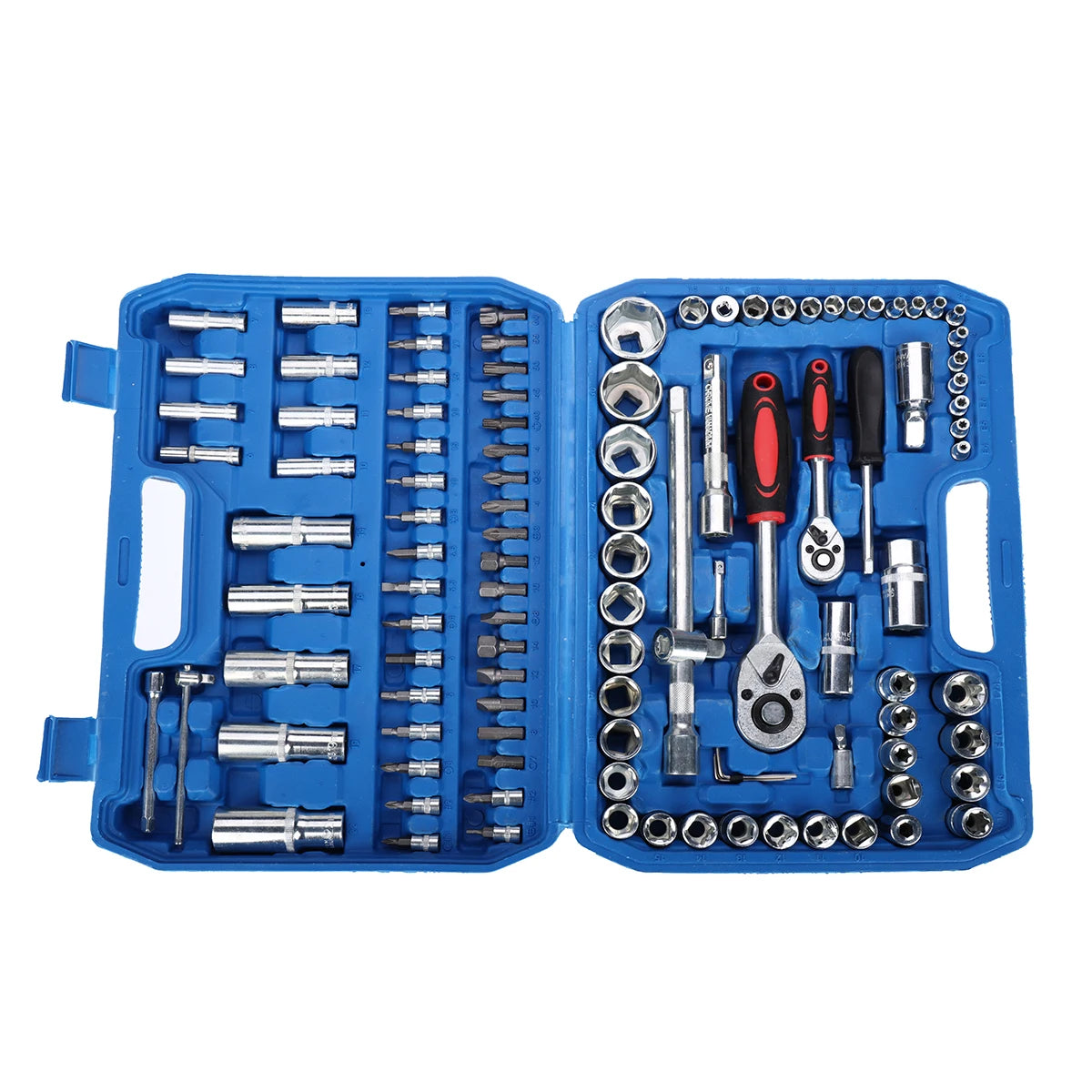 108-delars Skruvnyckelset – 1/4" & 1/2" CR40 Stål Hylsnyckelsats med Väska