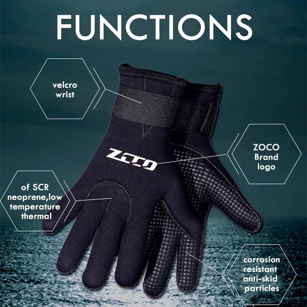 3mm Neoprene Diving Gloves Mens Womens Non-slip Swimming Gloves Black Warm Wetsuit Gloves for Kayak Surfing Snorkeling Hunting d