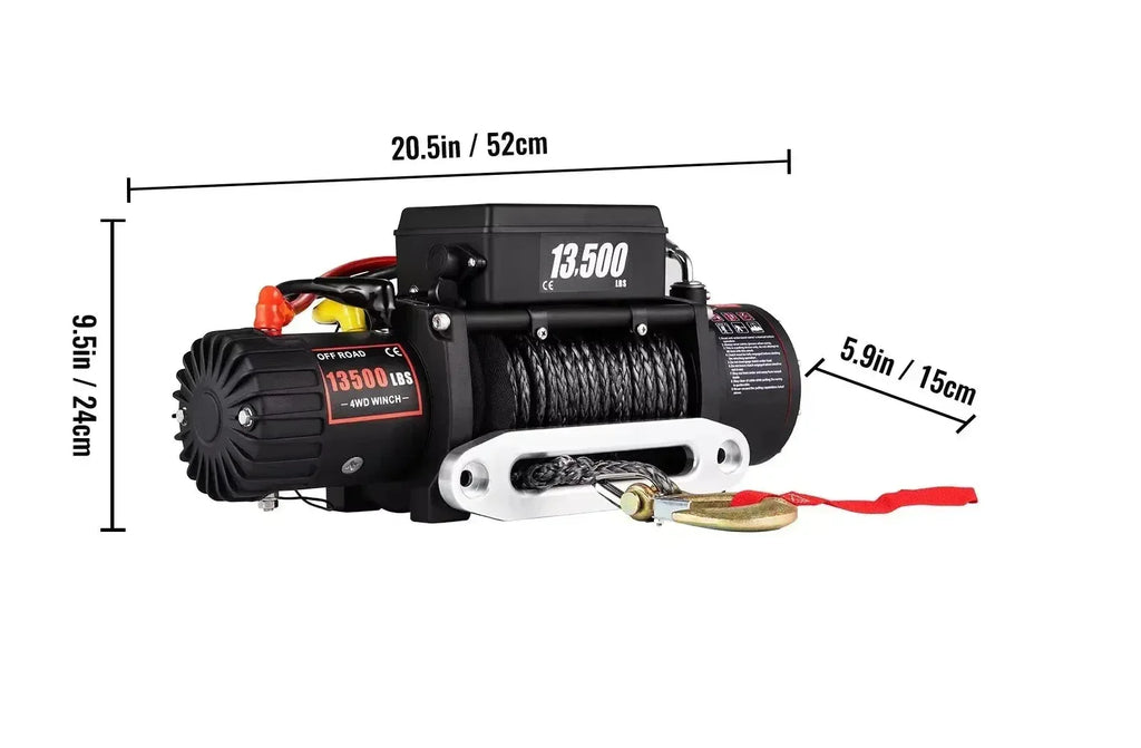El Vinsch 13500LB 12V - Syntetisk Rep 27M för Terrängkörning 4x4 SUV/ATV/Båt/Släp 13500 lbs CZECH REPUBLIC