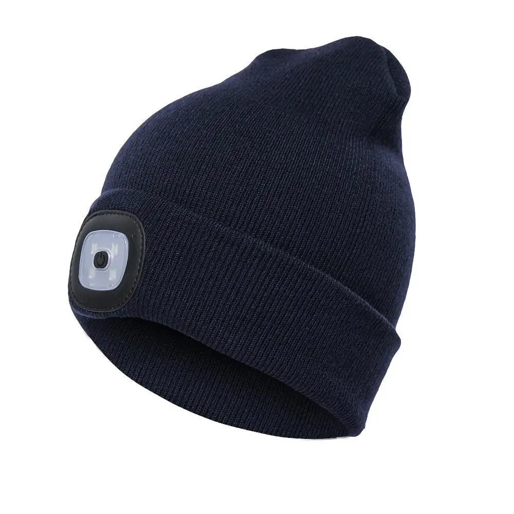 LED Beanie med Pannlampa - USB-Laddningsbar Vintermössa för Löpning & Cykling light B