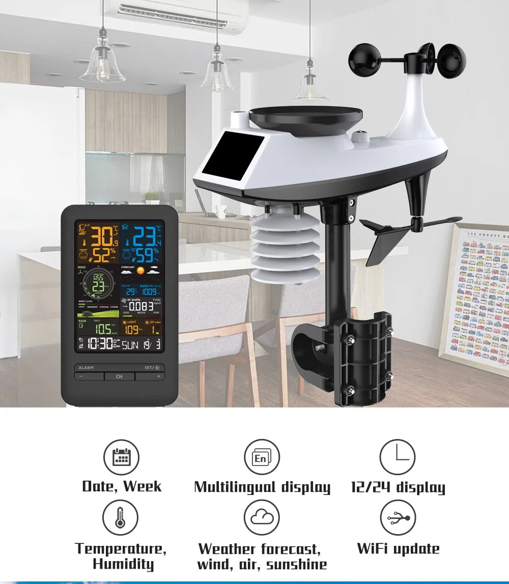Professionell Väderstation med Sensor - Inomhus & Utomhus Termometer