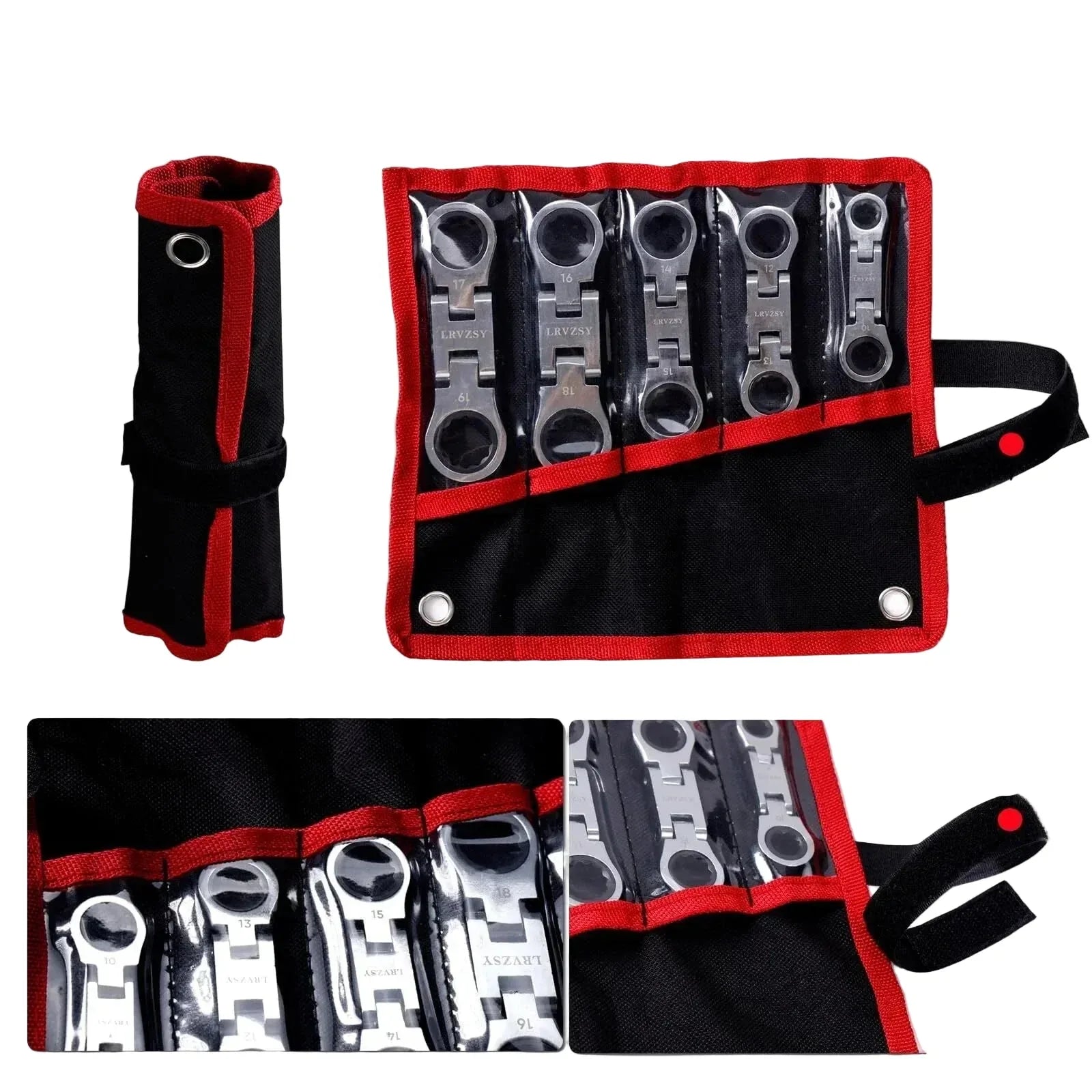 Kompakt Spärrskiftnyckel Set - Flexibelt Huvud 8-19mm - 5 Delar