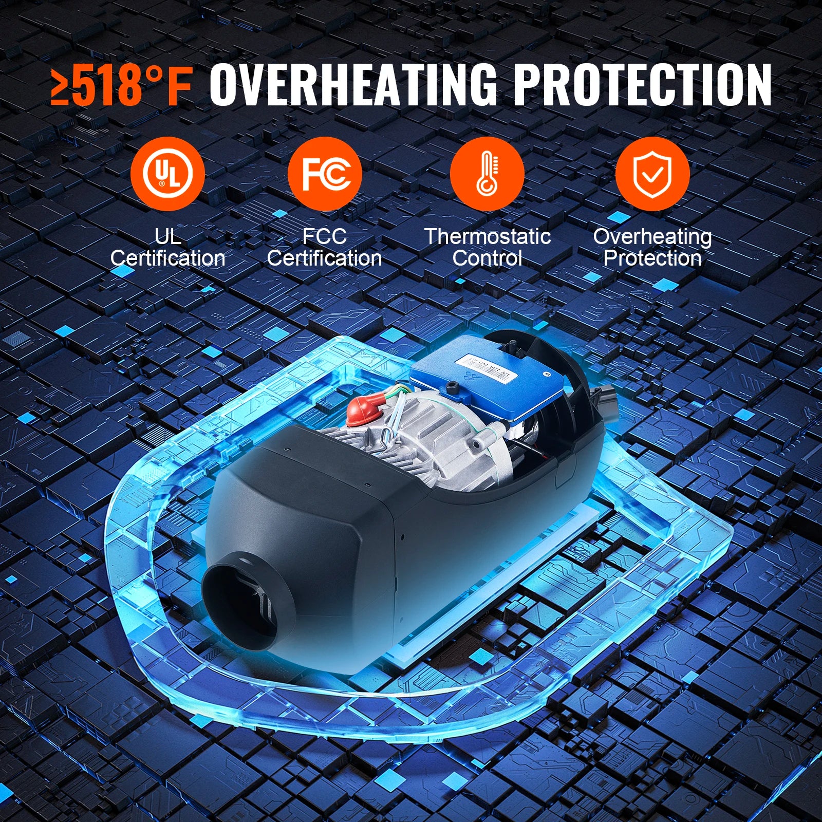 Diesel Luftvärmare 8KW 12V med Bluetooth och LCD-Display för Husbil, Husvagn och Båt.
