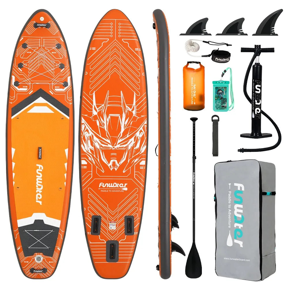 FunWater Uppblåsbar SUP-bräda 11'6" | 200 kg kapacitet, trippelfena, halkfri EVA-däck & bungee SUPFW50A Polen