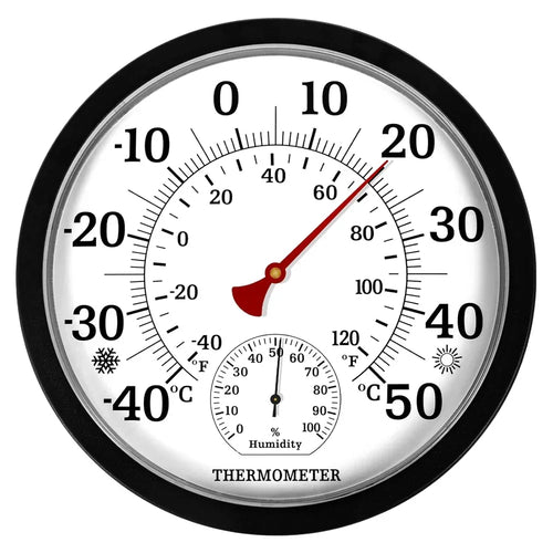 25CM Stor Termometer Hygrometer - Inomhus Utomhus Trädgård Väggmonterad