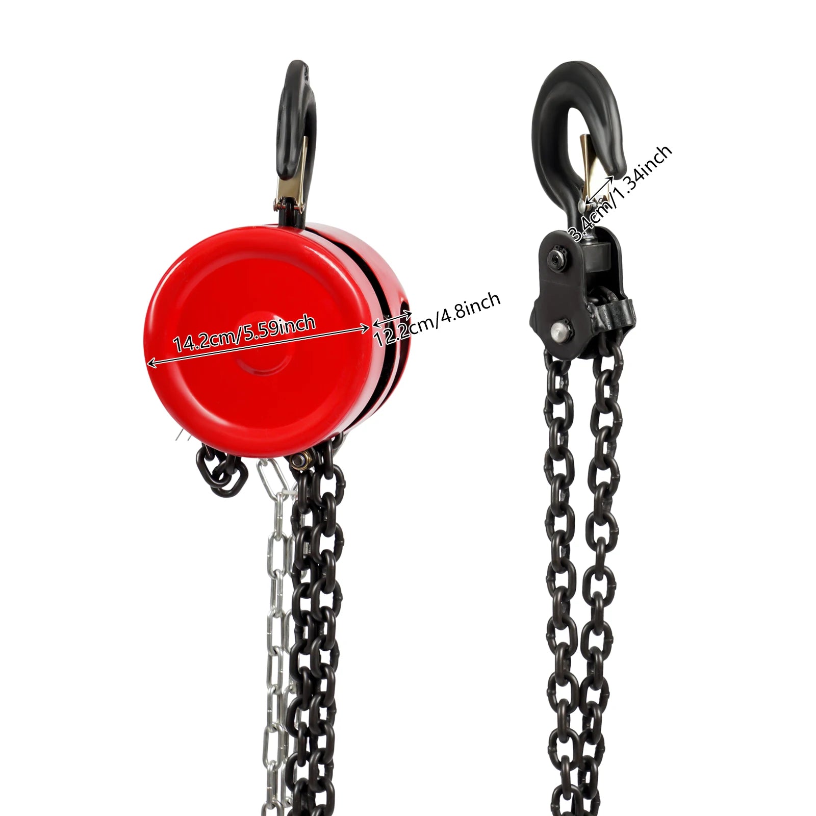 Manuell kedjetelfer med lyftkapacitet upp till 2 ton. Tillverkad av slitstarkt manganstål med roterande krok för säker och stabil lyftning. Perfekt för verkstäder, garage, lager och industriellt bruk .