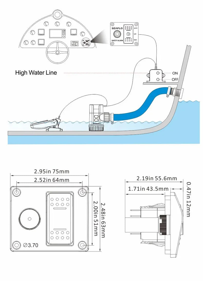Vattennivåsensor med Automatiskt Larm 24V - Länspump Kontrollsystem