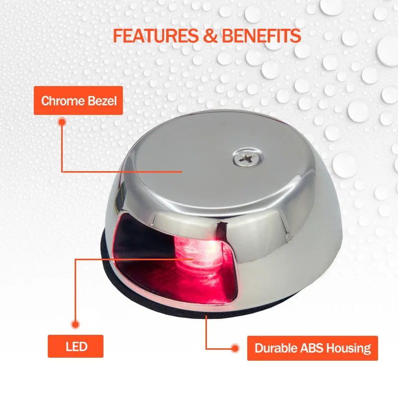 12V Marine LED Navigation Lights Stainless Steel Red Port & Green Starboard Side Lights Horizontal Mount