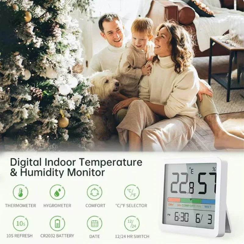 Smart Digital Termometer & Hygrometer med Klimatindikator - LCD Väderstation