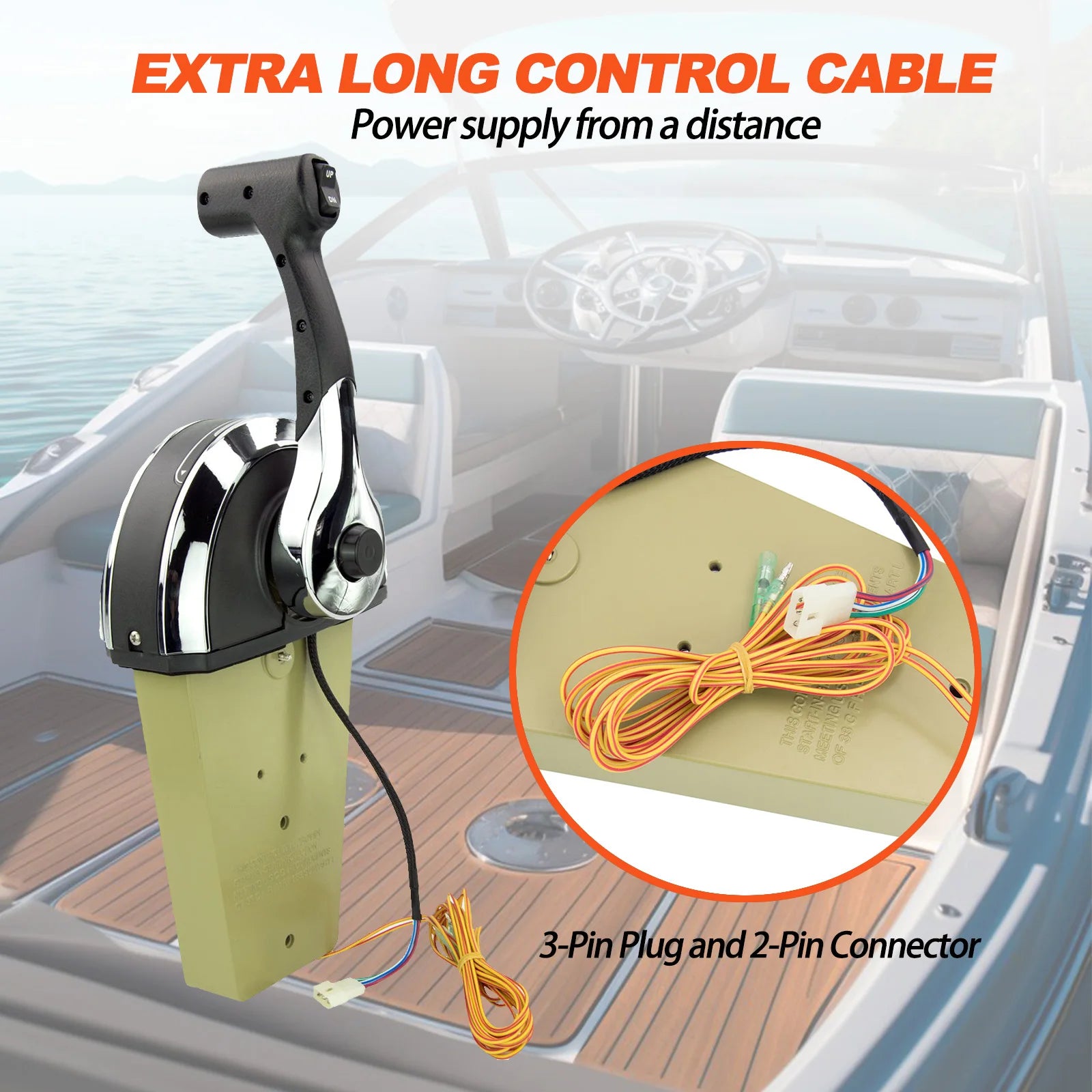 Single Binnacle Outboard Control Console Mount Remote Control with Trim Switch for Single Engine