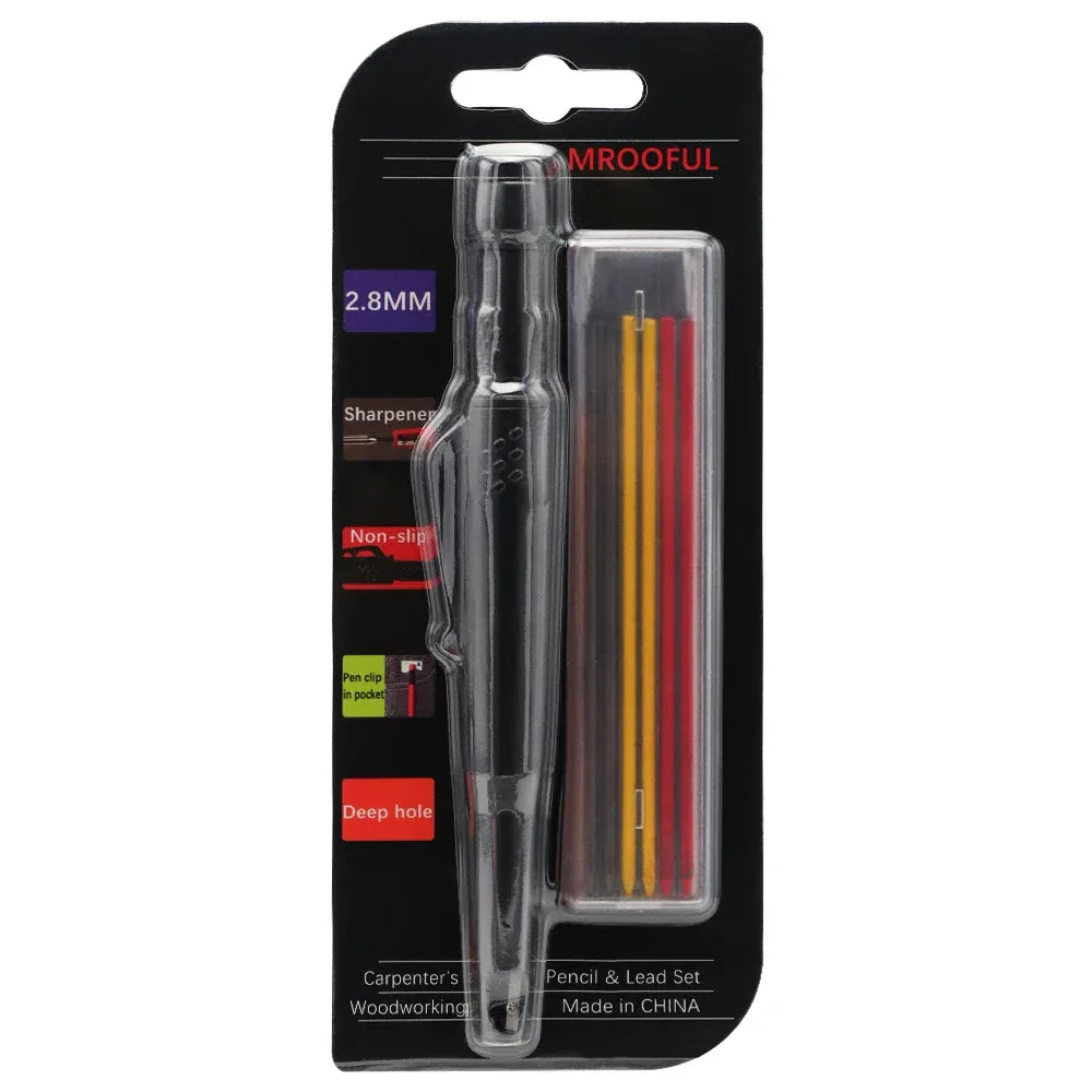Woodworking Pencil Card Set, Deep Hole Marking and Drawing, with 2.8mm Reliable and Durable Lead, for Carpenters Engineering black set color lead