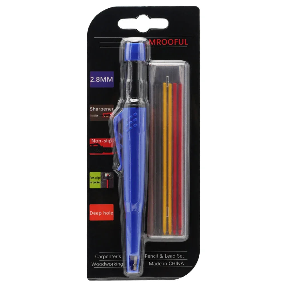 Woodworking Pencil Card Set, Deep Hole Marking and Drawing, with 2.8mm Reliable and Durable Lead, for Carpenters Engineering blue set color lead