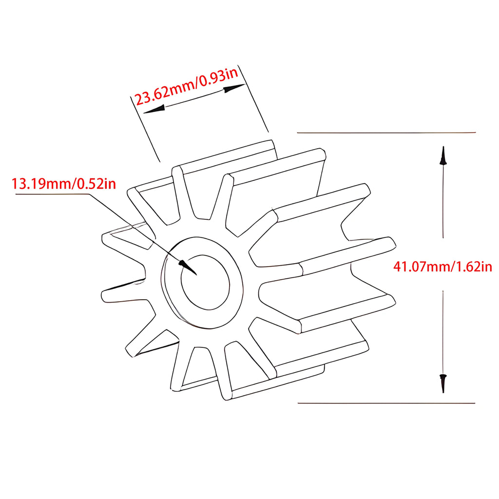 Impeller 19210-881-003 för Honda Utombordare 4.5-10 HK - 8-bladig Key Drive