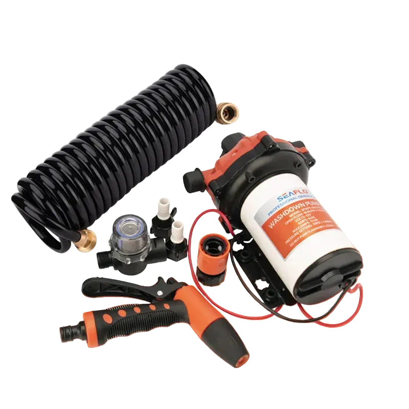 5.0 GPM 70PSI Marin Spolpump Kit 12V | Kraftfull Membranpump för Båtar svart