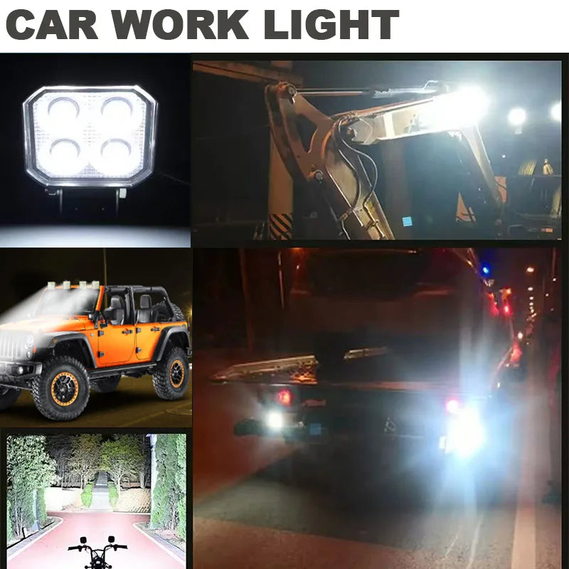 3 Inch 4 LED Rectangle Floodlight 9-32V 18W Car led Work Light For Jeep Truck Boat Tractor ATV Offroad 4X4 Barra LED Headlight