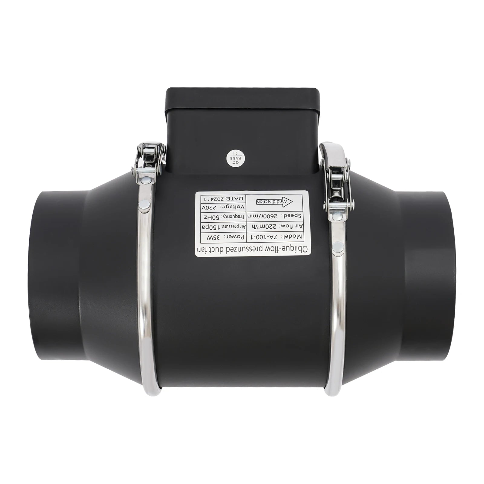 Pipe Exhaust Fans | 220V 35W Low Noise Duct Ventilation Fan for Kitchen/Bathroom/Warehouse | 220m³/h Wall Exhaust Duct Fan