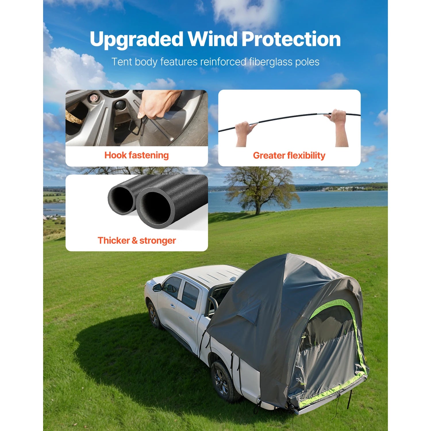 Pickup Truck Tält 5.0-6.7 ft - Vattentätt Campingtält för 2-3 Personer