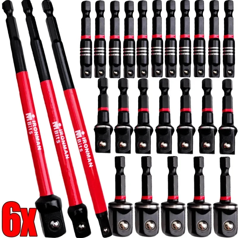 Professionell Hylsadapter Set 1/4" 3/8" 1/2" - Hex Shank för Slagskruvdragare