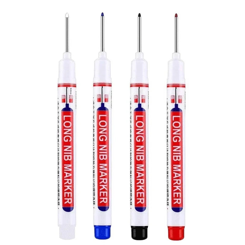 4Pcs/Set 20mm Deep Hole Long Nib Head Markers For Metal Perforating Pen Waterproof Bathroom Woodworking Decoration Multi-Purpose 4Pcs mix color A