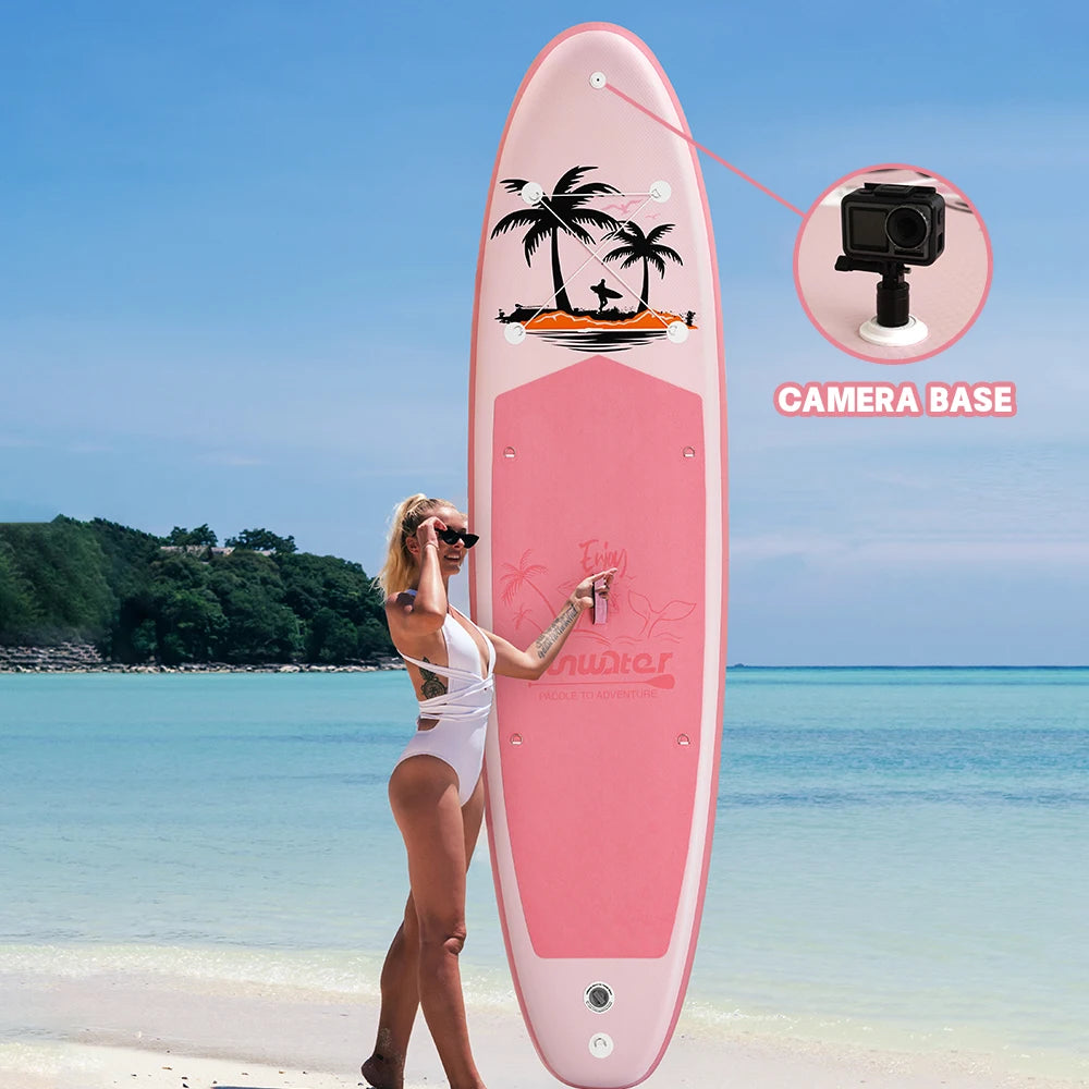 Tax Free EU Stock FunWater SUPFW37B Pink Palm Tree Paddle Board with Kayak Seat 3-7 Days Delivery ISUP Complete Kit Women