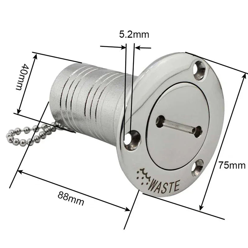 Dackpåfyllning Båt 38/50mm 316 Rostfritt Stål | Bränsle Vatten Diesel