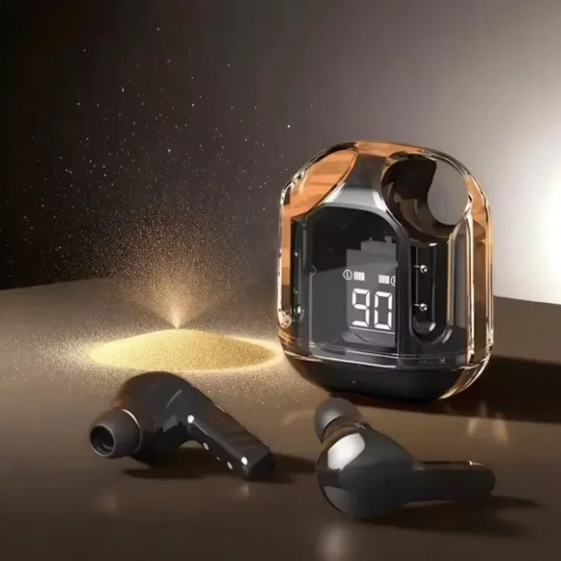 BT30 Air Trådlösa Bluetooth Earphones TWS - Transparent Design med LED Digital Batteriindikator & Stereo Sound - Perfekt för Sport & Arbete.