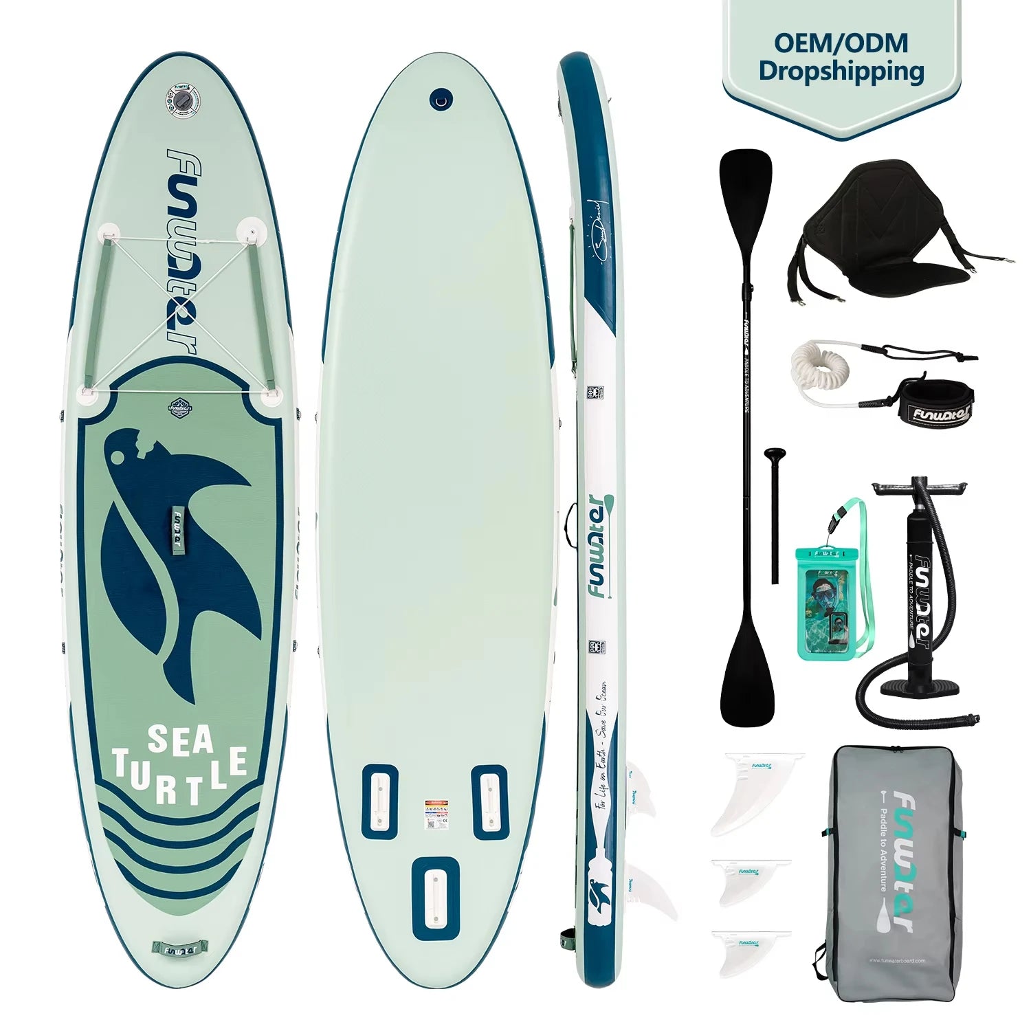 Fly Eagle Dubbelskikts Uppblåsbar SUP-bräda 10'6" – 180 kg Kapacitet, Komplett Kit med Paddel, Pump & Väska SUPFW09C Polen