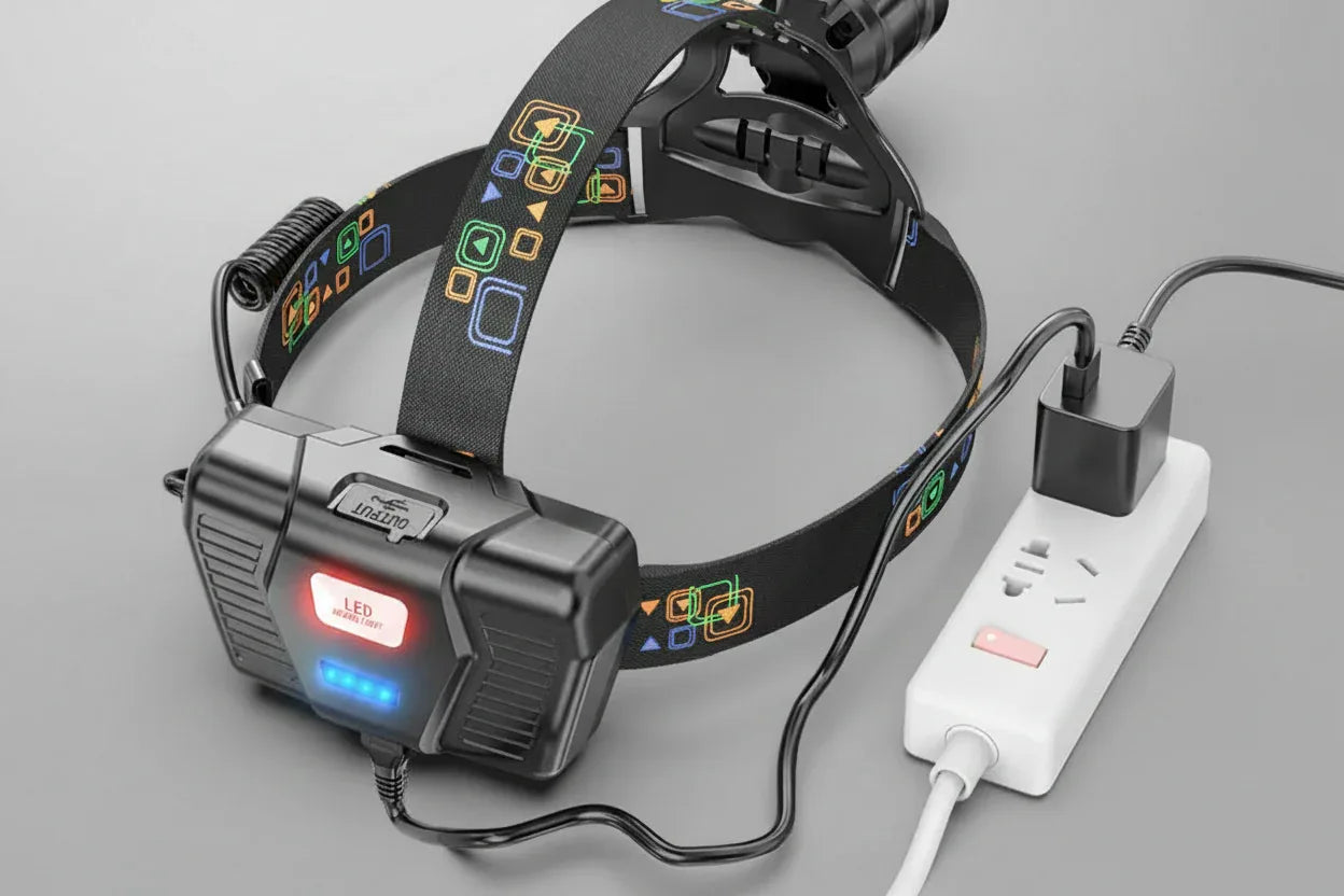 Kraftfull LED Pannlampa XHP100 - USB Laddningsbar Vattentät Ficklampa