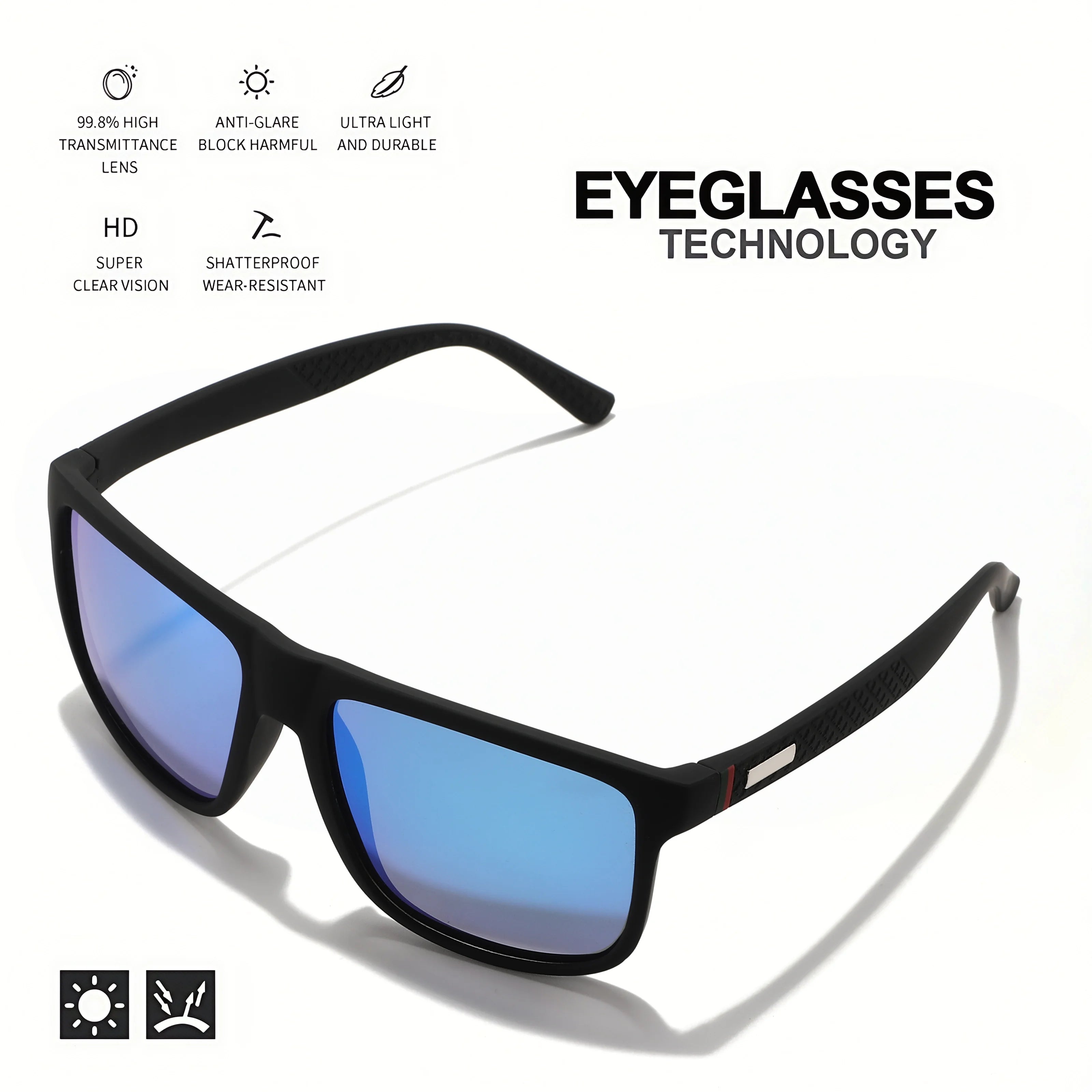 Vintage Fyrkantiga Solglasögon Män Kvinnor Lyxigt Varumärke