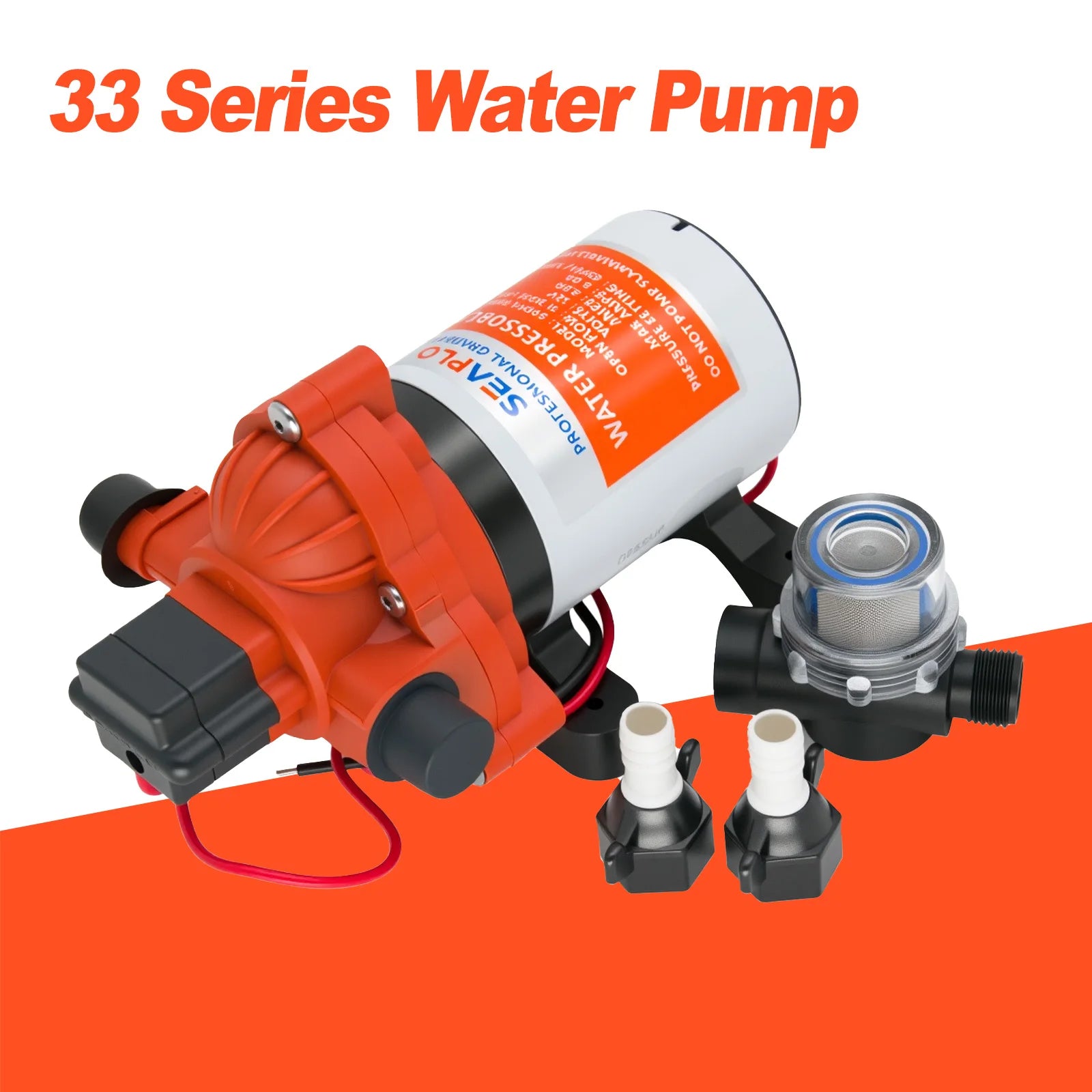 12V 3GPM 45PSI Självprimande Vattentryckspump med Inbyggd Tryckbrytare | On-Demand RV Marin Färskvattenspump