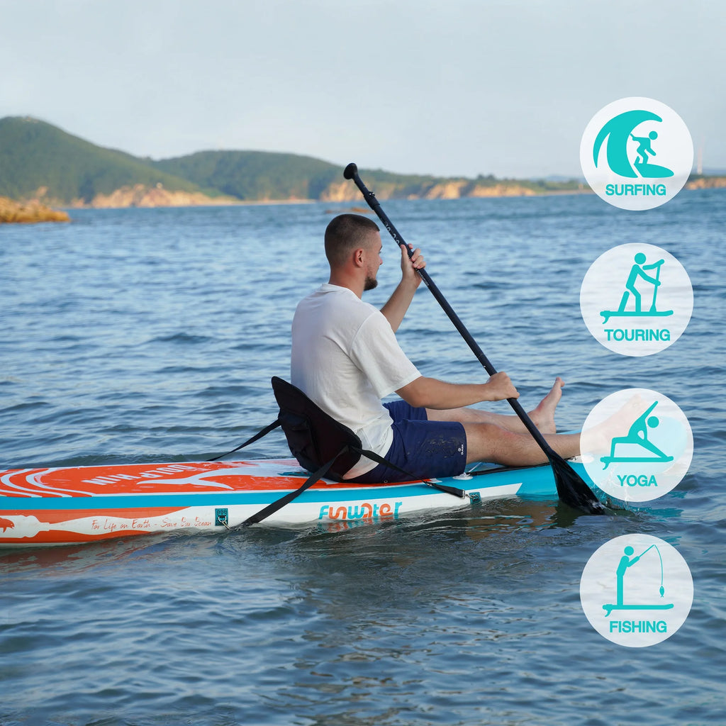 FunWater SUPFW08C Orange Dolphin Paddleboard med Kajaksits - Komplett SUP-paket