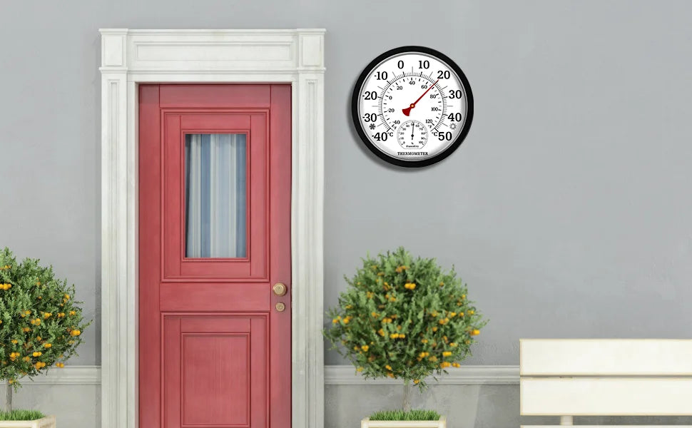 25CM Stor Termometer Hygrometer - Inomhus Utomhus Trädgård Väggmonterad