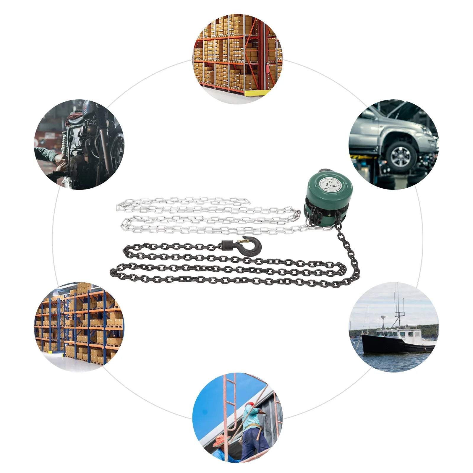 1 Ton 9.84ft Hand Chain Hoist Manganese Steel Industrial Manual Lifting Tool