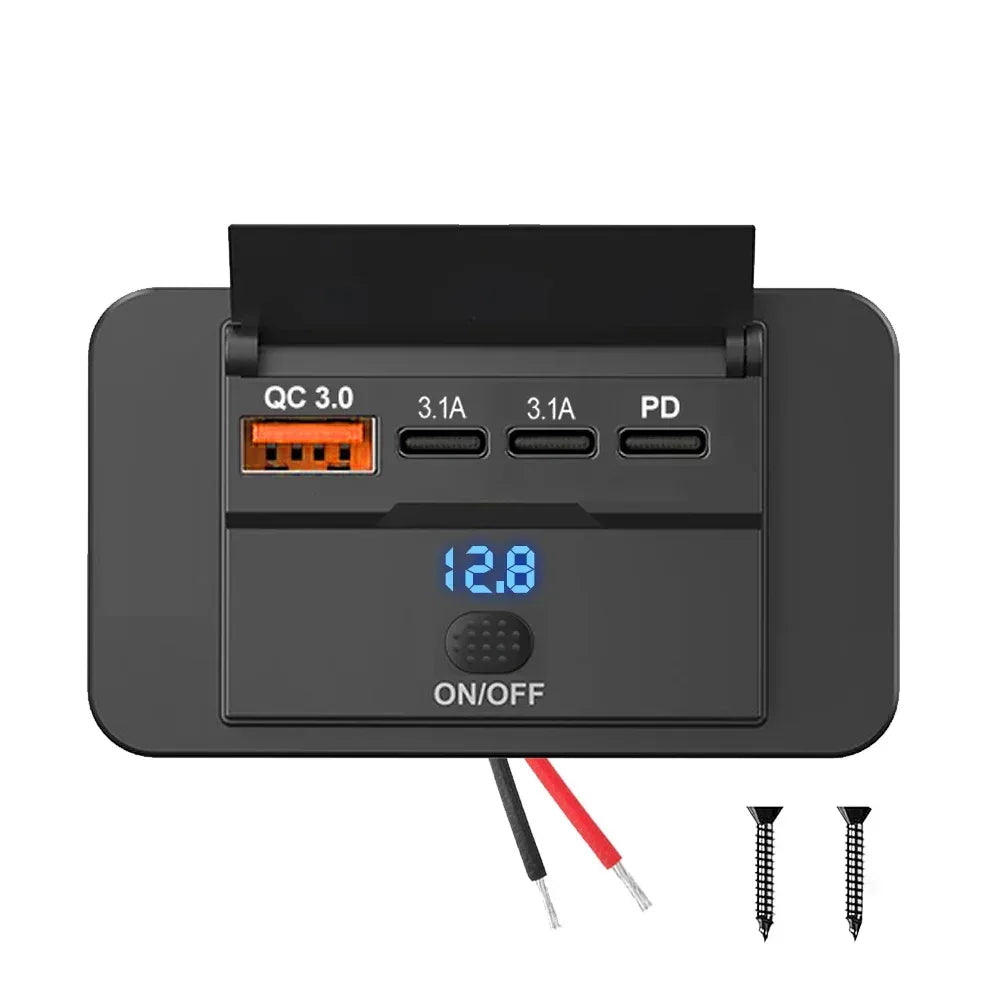 USB-laddare för bil med snabbladdning PD 20W & QC3.0 2 3.1A 1 PD 1 QC3.0