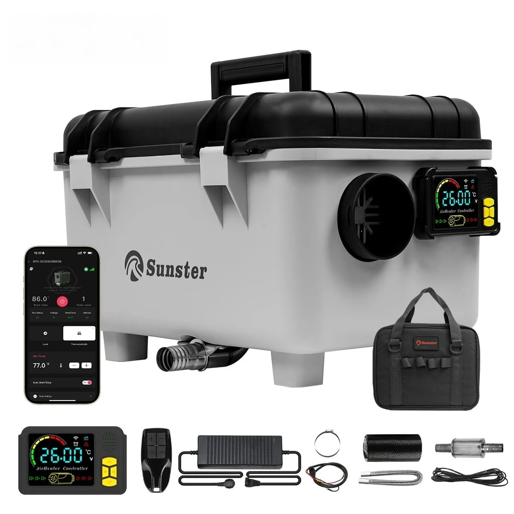 TB30 8KW Dieselvärmare 12V/24V/220V med LCD, Bluetooth & Ventilation – Bil, Lastbil, Garage