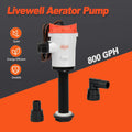 12V 800GPH Marin Livewell Pump - Nedsänkbar Aerator för Baitbehållare