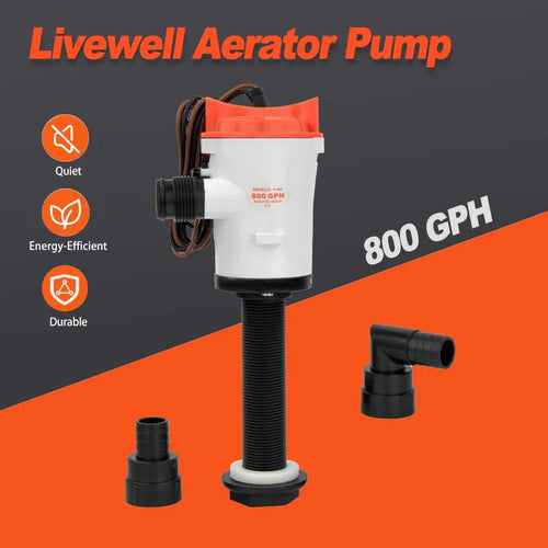 12V 800GPH Marin Livewell Pump - Nedsänkbar Aerator för Baitbehållare