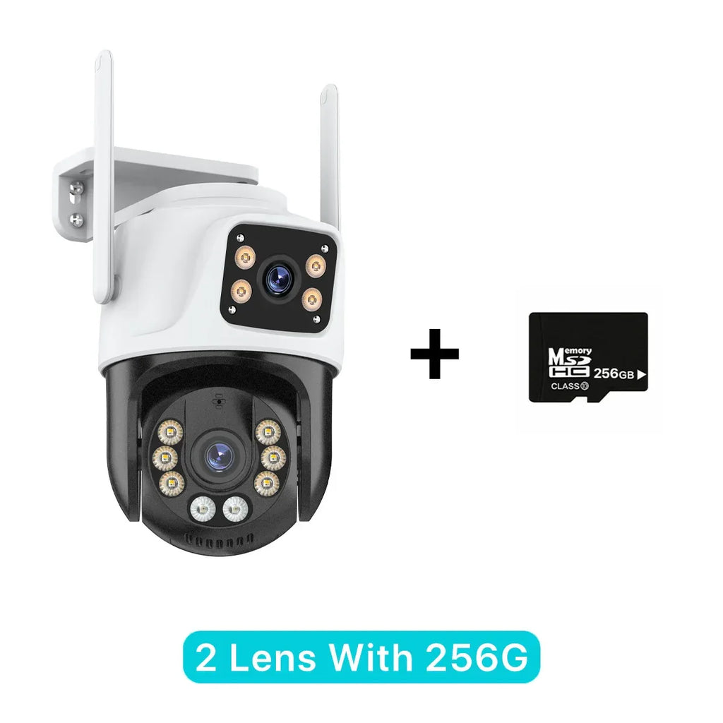 Trippel-Lins PTZ IP-Kamera Utomhus - HD WiFi Säkerhetskamera med Auto-Tracking 2 Lens With 256G