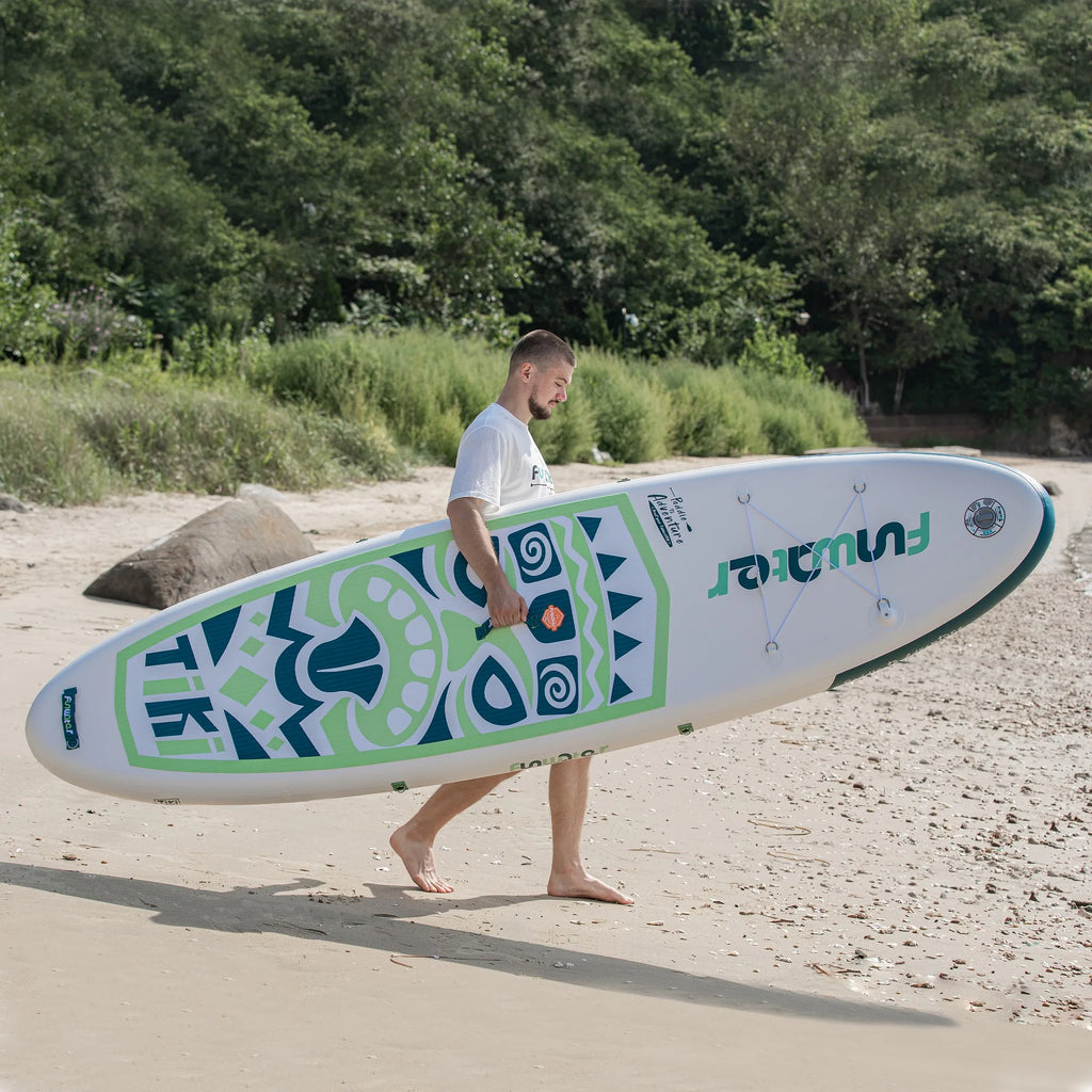 Tax Free EU Stock FunWater SUPFW05A Green Tiki Inflatable Paddle Board 3-7 Days Delivery ISUP Kit Shoulder Strap Adult