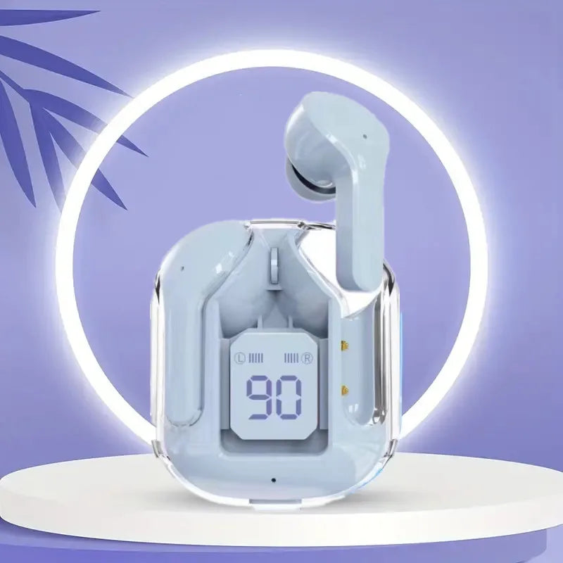 Original T2 Trådlösa Bluetooth Earphones - Transparent HiFi Stereo Hörlurar med LED Digital Batteriindikator - För Xiaomi, iPhone & Android.