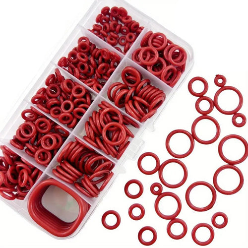 351 Röda Silikon O-Ringar Kit - Oljebeständiga Högtemperaturtätningar för Bil och Rörledningar