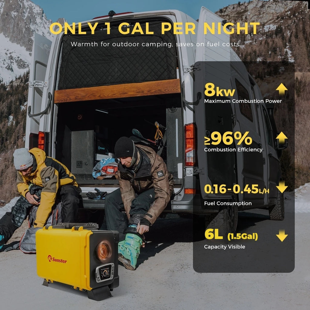 8KW Dieselvärmare 12V/220V med Bluetooth & Intern Cirkulation – Bil, Husbil, Tält