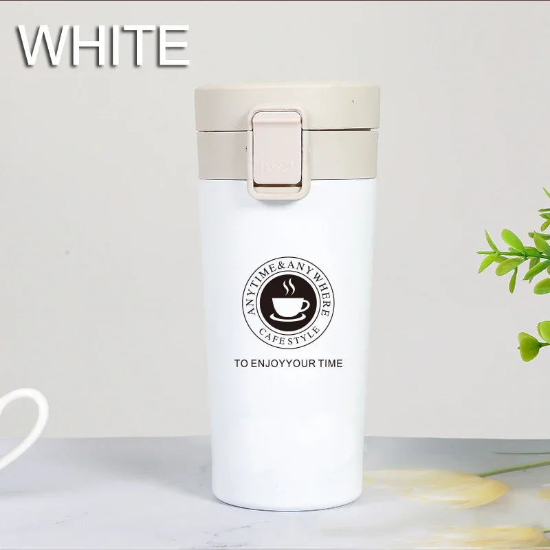 Termosmugg – Dubbelväggig Vakuumflaska i Rostfritt Stål | 380ml & 510ml Vit